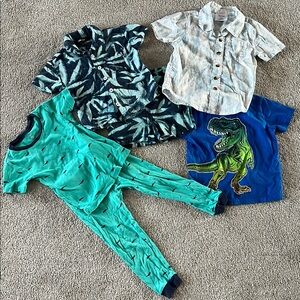 Kids' Clothing Set with Dinosaur Tee and Palm Print Shirts